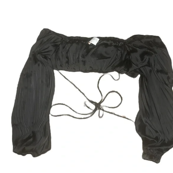 Alamour the Label Satin Pleated Bandeau Crop Top with Ties Size XS - Picture 4 of 8